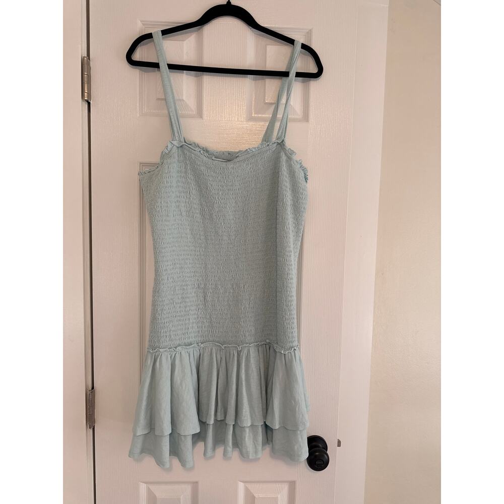 American Eagle NWT Seafoam Smocked Mini Dress Size XL Tiered Ruffle Sundress